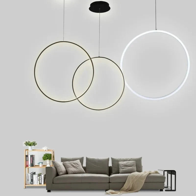 Lustre luminaire LED moderne en anneau pour salon et intérieur - Noir | Marco Lucetti