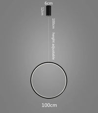 Lustre luminaire LED moderne en anneau pour salon et intérieur - Noir | Marco Lucetti D100CM / Corps de lampe noir / Blanc froid