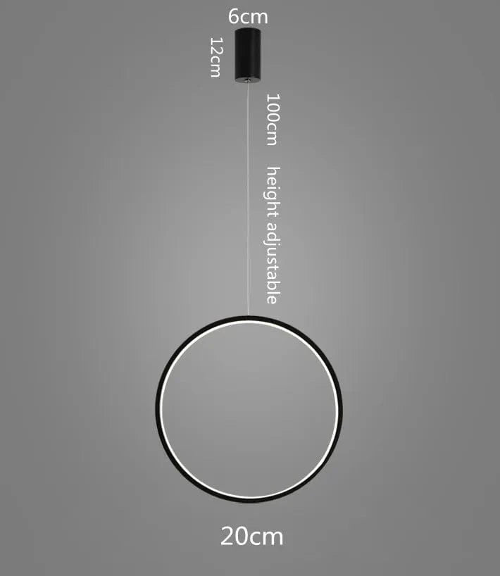 Lustre luminaire LED moderne en anneau pour salon et intérieur - Noir | Marco Lucetti D20CM / Corps de lampe noir / Blanc froid