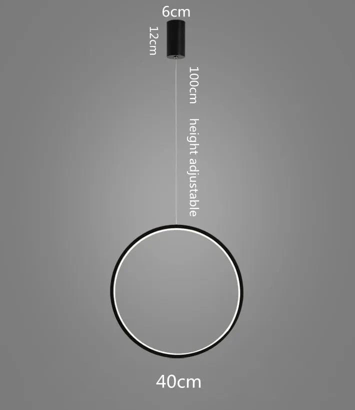 Lustre luminaire LED moderne en anneau pour salon et intérieur - Noir | Marco Lucetti D40CM / Corps de lampe noir / Blanc froid