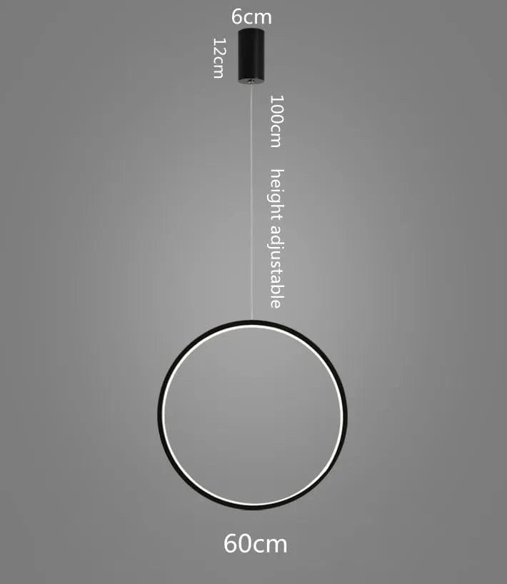 Lustre luminaire LED moderne en anneau pour salon et intérieur - Noir | Marco Lucetti D60CM / Corps de lampe noir / Blanc froid