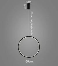 Lustre luminaire LED moderne en anneau pour salon et intérieur - Noir | Marco Lucetti D60CM / Corps de lampe noir / Blanc froid