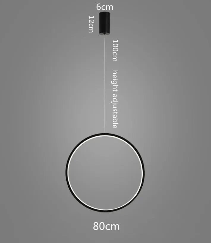 Lustre luminaire LED moderne en anneau pour salon et intérieur - Noir | Marco Lucetti D80CM / Corps de lampe noir / Blanc froid