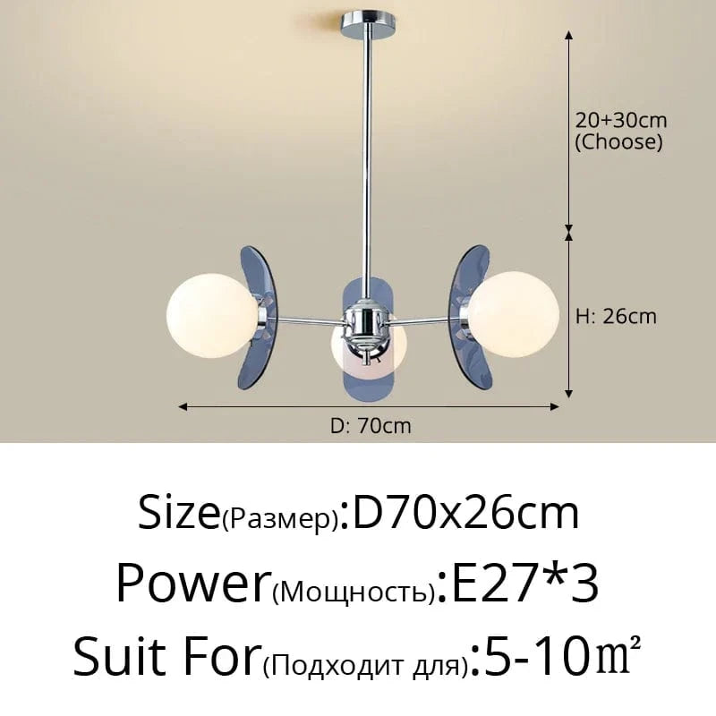 Lustre Lumineux Art Suspendu - Décoration Intérieure | Marco Lucetti A 3 têtes Gris / Blanc froid