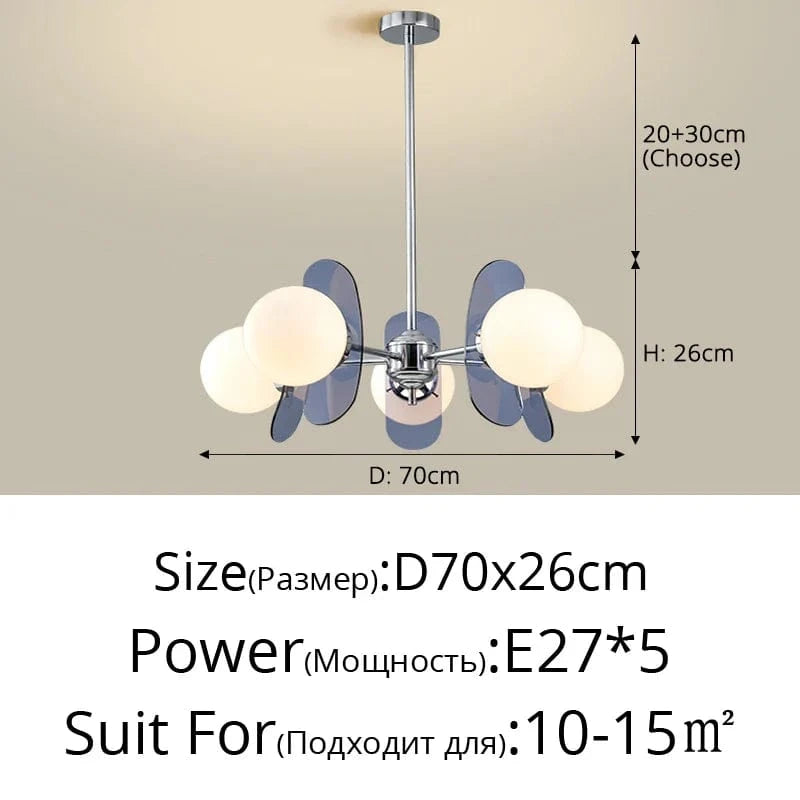 Lustre Lumineux Art Suspendu - Décoration Intérieure | Marco Lucetti A 5 têtes Gris / Blanc froid