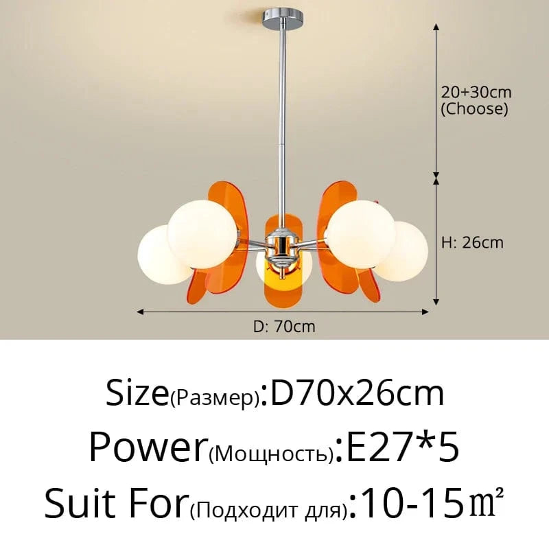 Lustre Lumineux Art Suspendu - Décoration Intérieure | Marco Lucetti A 5 têtes Orange / Blanc froid
