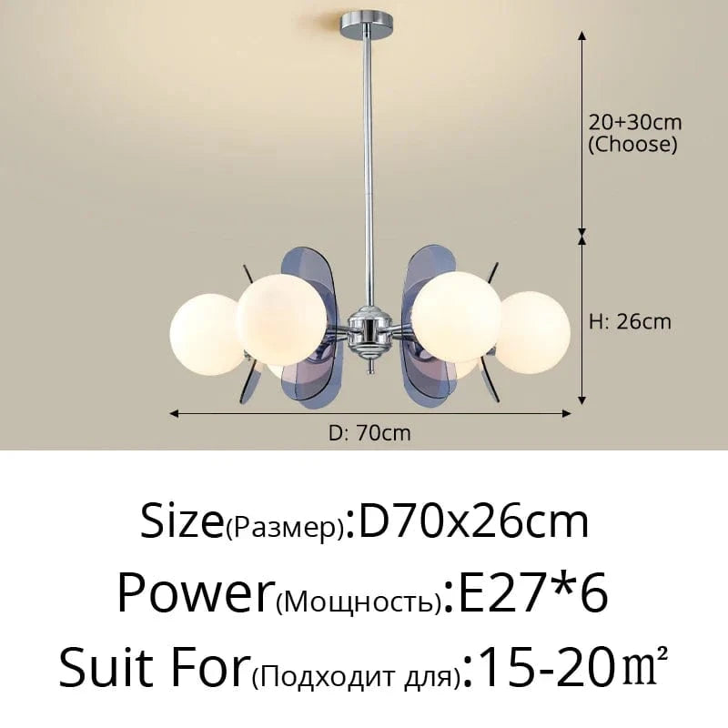 Lustre Lumineux Art Suspendu - Décoration Intérieure | Marco Lucetti A 6 têtes Gris / Blanc froid