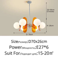 Lustre Lumineux Art Suspendu - Décoration Intérieure | Marco Lucetti A 6 têtes Orange / Blanc froid