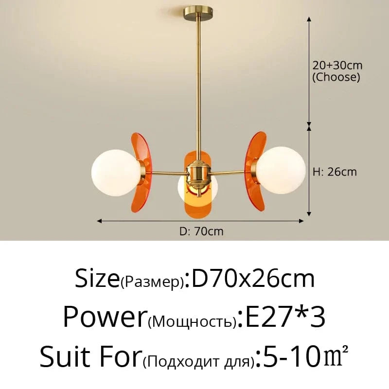 Lustre Lumineux Art Suspendu - Décoration Intérieure | Marco Lucetti B 3 têtes Orange / Blanc froid
