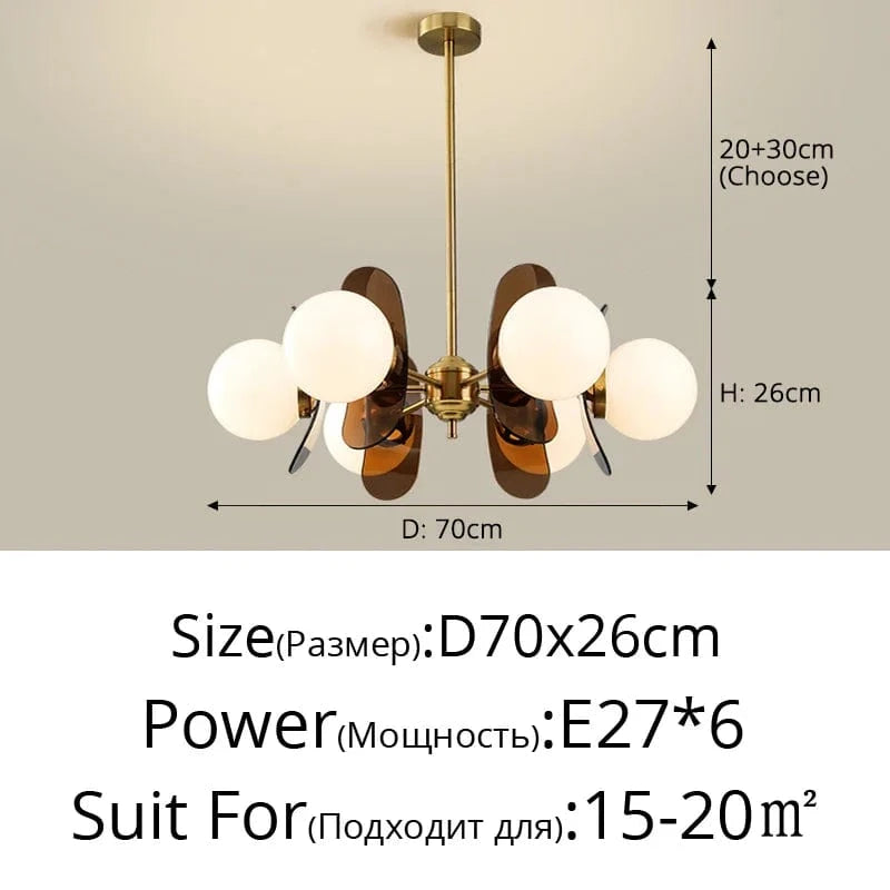 Lustre Lumineux Art Suspendu - Décoration Intérieure | Marco Lucetti B 6 têtes marron foncé / Blanc froid