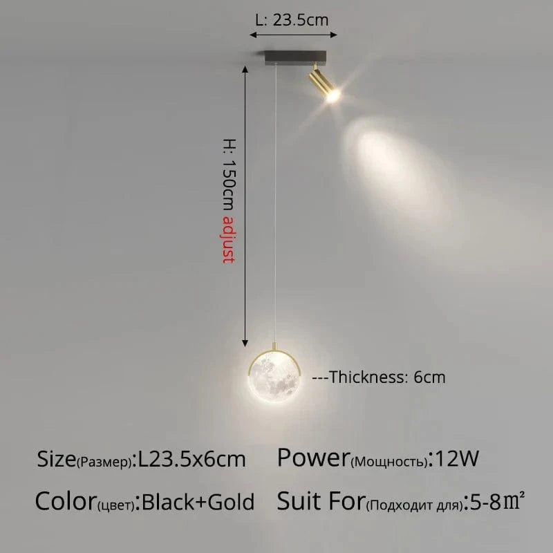 Lustre Luna : Design Nordique Moderne et Minimaliste LED | Marco Lucetti Style B L23,5x6cm / Lumière neutre 4000K
