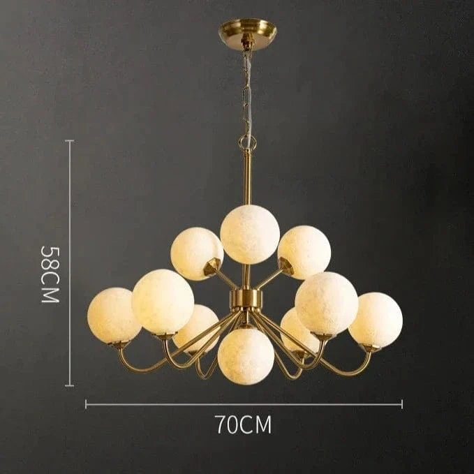 Lustre Lune: Branche Moderne Boule en Verre pour Restaurant | Marco Lucetti Boule acrylique dorée / Source de lumière chaude