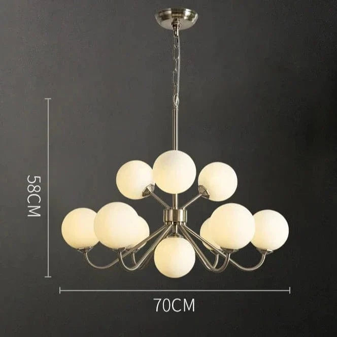 Lustre Lune: Branche Moderne Boule en Verre pour Restaurant | Marco Lucetti Boule de verre argentée / Source de lumière chaude