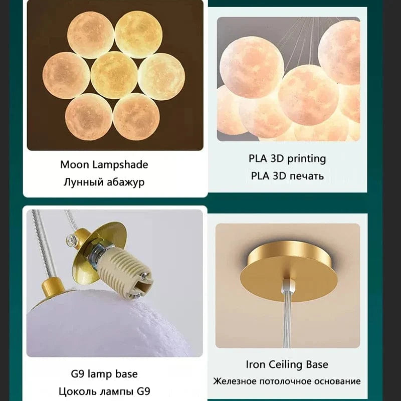 Lustre Lune Élégant Or et Noir | Marco Lucetti