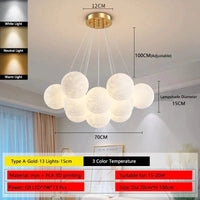 Lustre Lune Élégant Or et Noir | Marco Lucetti A Doré 13 Lumières 15cm / 3 Température de couleur