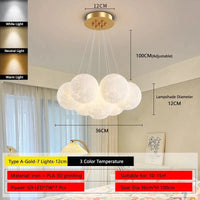 Lustre Lune Élégant Or et Noir | Marco Lucetti A Doré 7 Lumières 12cm / 3 Température de couleur