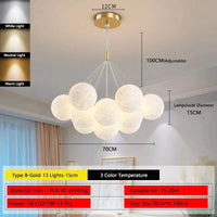 Lustre Lune Élégant Or et Noir | Marco Lucetti B Or 13 Lumières 15cm / 3 Température de couleur