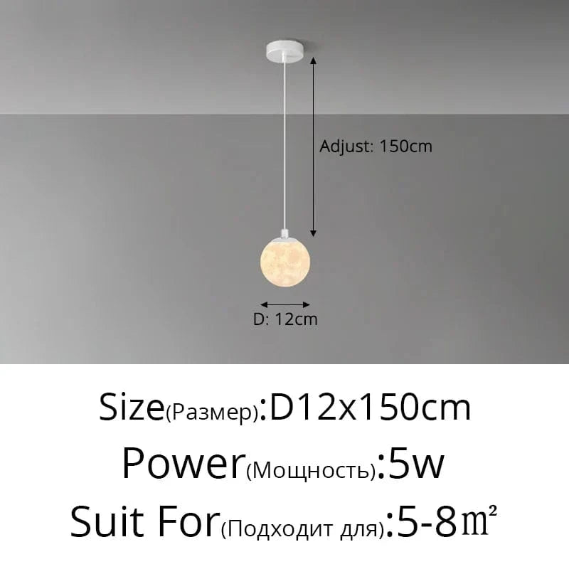 Lustre Lune Nordique 3D Imprimé Personnalisé pour Enfants | Marco Lucetti Blanc D12x150cm 5W