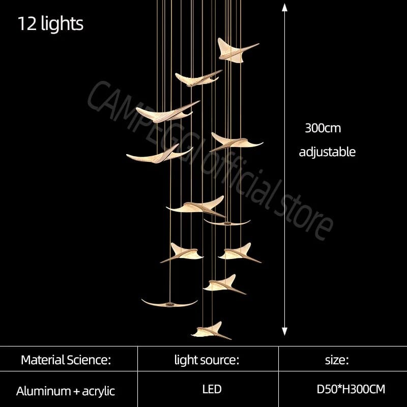 Lustre Luxe Design Modern Villa | Marco Lucetti 12 lumières / Lumière blanche