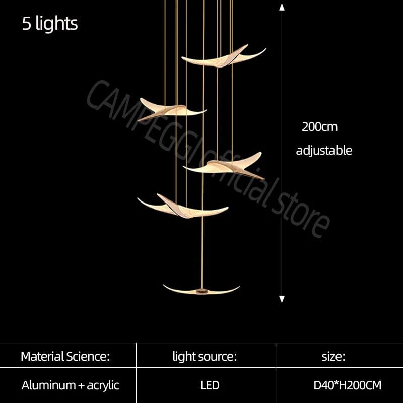 Lustre Luxe Design Modern Villa | Marco Lucetti 5 lumières / Lumière blanche