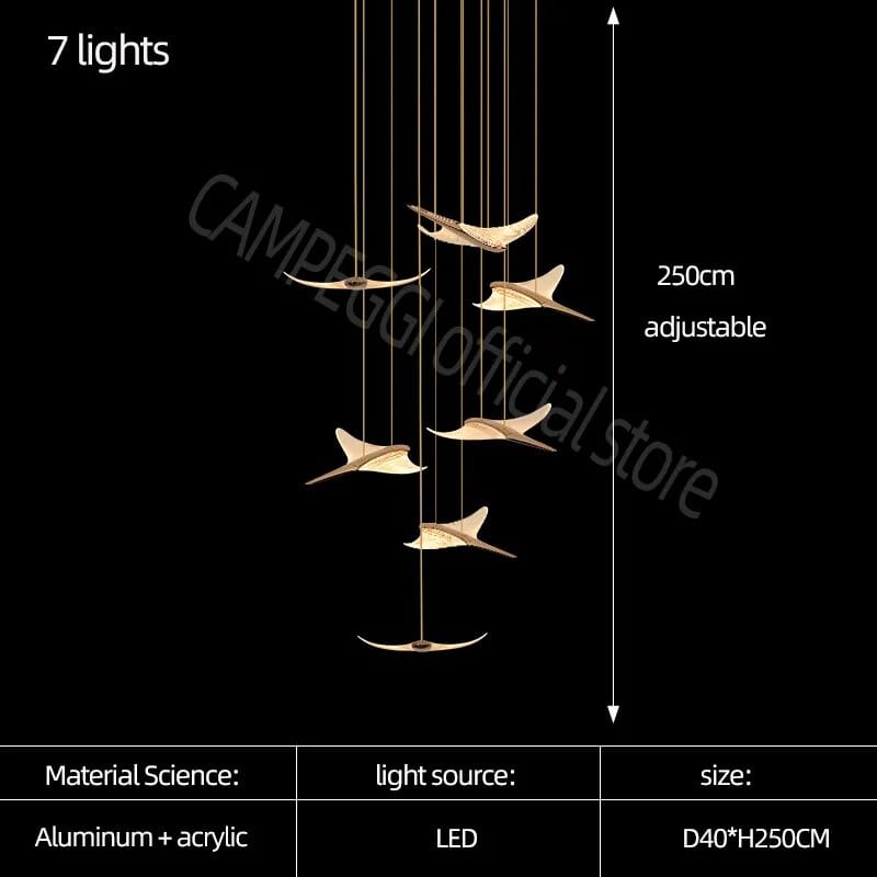 Lustre Luxe Design Modern Villa | Marco Lucetti 7 lumières / Lumière blanche