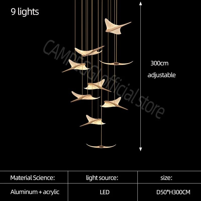 Lustre Luxe Design Modern Villa | Marco Lucetti 9 lumières / Lumière blanche