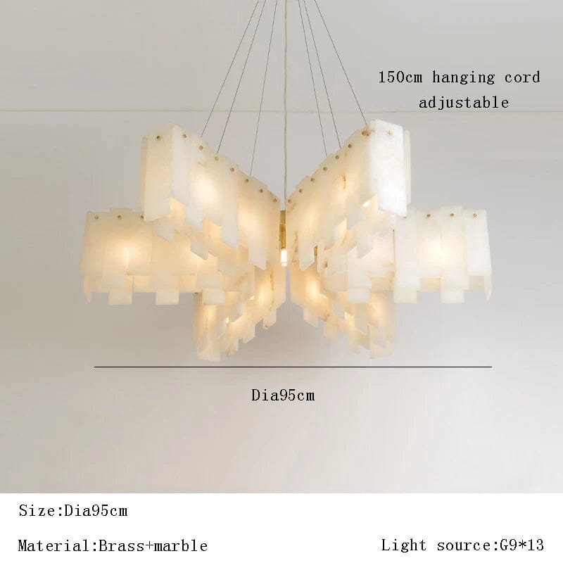 Lustre Luxe en Marbre Naturel Espagnol avec Éclairage LED Moderne | Marco Lucetti
