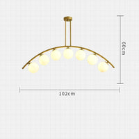 Lustre Luxury LED Bras Doré et Boules en Verre | Marco Lucetti 7 lampes - 102x60cm / Blanc