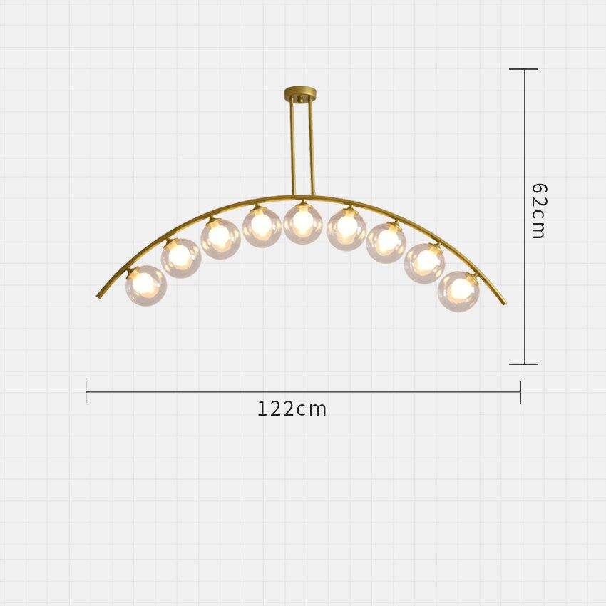 Lustre Luxury LED Bras Doré et Boules en Verre | Marco Lucetti 9 lampes - 122x62cm / Blanc