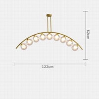 Lustre Luxury LED Bras Doré et Boules en Verre | Marco Lucetti 9 lampes - 122x62cm / Blanc