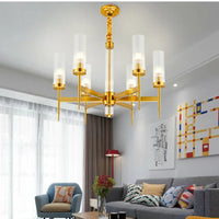 Lustre Noble en Métal Or et Verre LED