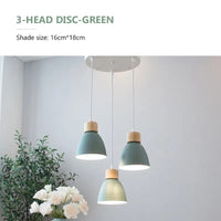 Lustre Macaron Bois Triple | Marco Lucetti Disque Vert 3 Têtes