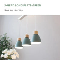 Lustre Macaron Bois Triple | Marco Lucetti Vert 3 Têtes Rect