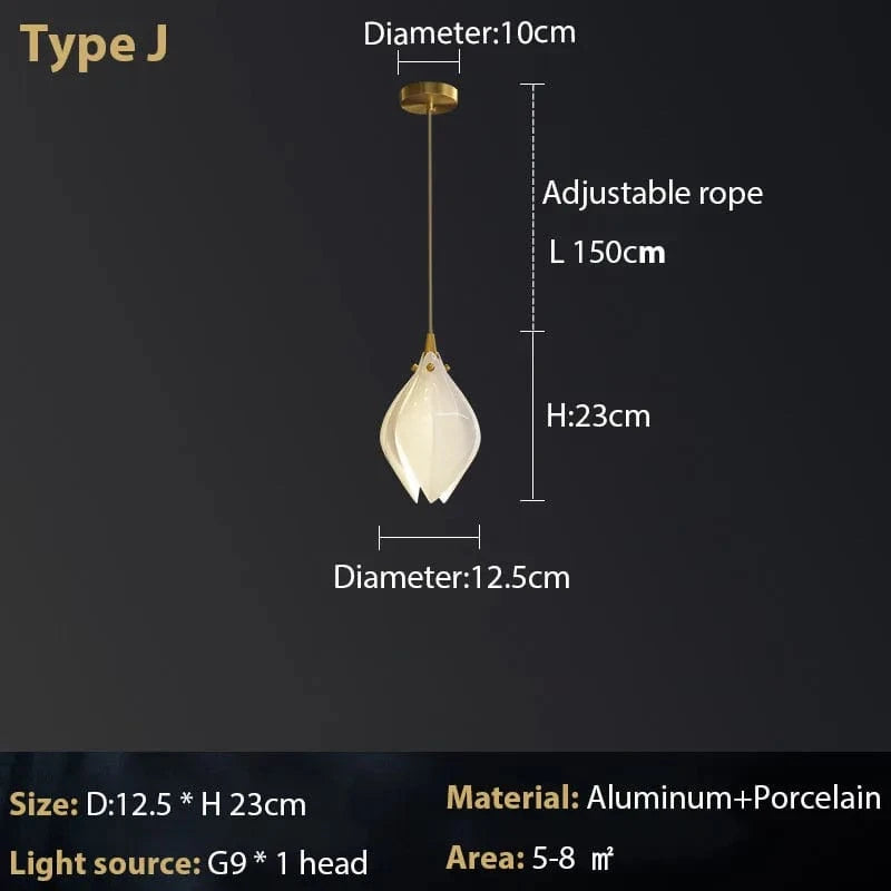 Lustre Magnolia : Élégance en céramique | Marco Lucetti 1 tête / Blanc froid
