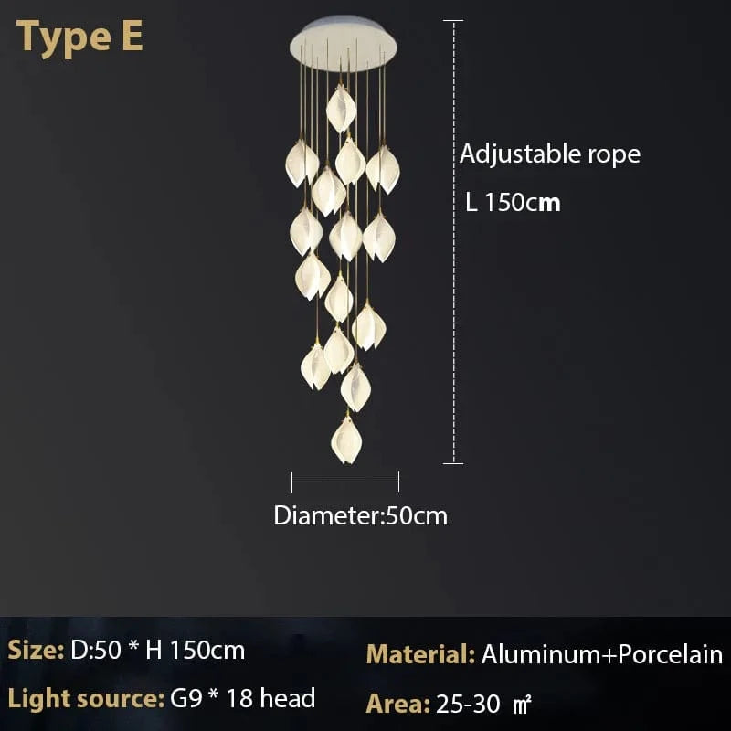 Lustre Magnolia : Élégance en céramique | Marco Lucetti 18 têtes / Blanc froid