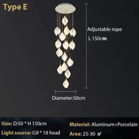 Lustre Magnolia : Élégance en céramique | Marco Lucetti 18 têtes / Blanc froid