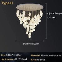 Lustre Magnolia : Élégance en céramique | Marco Lucetti 55 têtes / Blanc froid