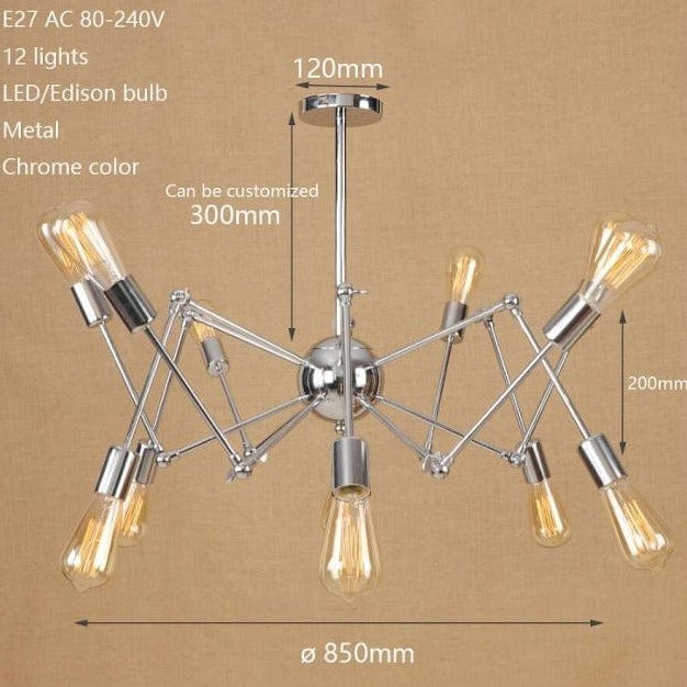 Lustre Makari LED Métallique ajustable | Marco Lucetti 12 lampes - Chromé - B
