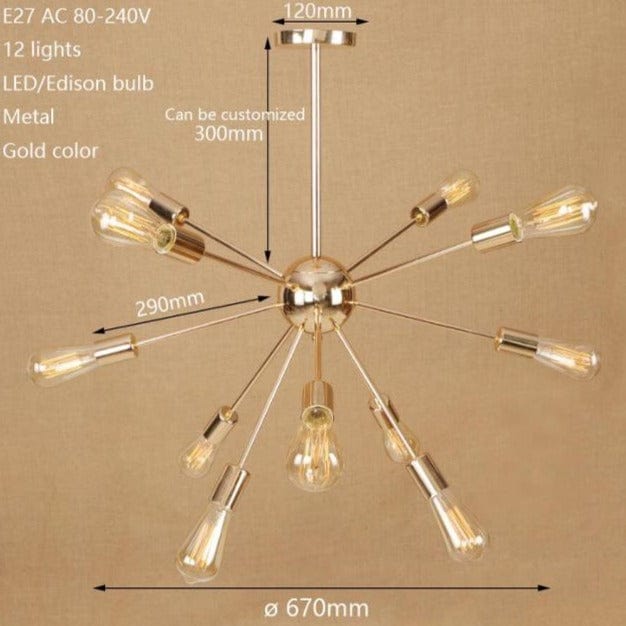 Lustre Makari LED Métallique ajustable | Marco Lucetti 12 lampes - Doré - A