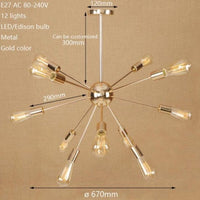 Lustre Makari LED Métallique ajustable | Marco Lucetti 12 lampes - Doré - A
