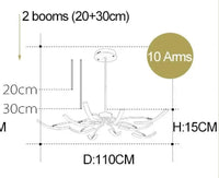 Lustre mat moderne à lumière réglable pour tous vos espaces de vie | Marco Lucetti 10 bras / Couleur blanc mat / Lampe 3 couleurs