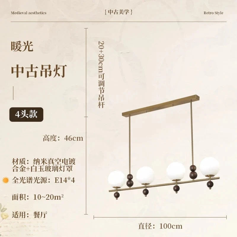 Lustre médiéval français rétro lampe suspendue Luminária - Édition Spéciale | Marco Lucetti 4 têtes / Blanc froid