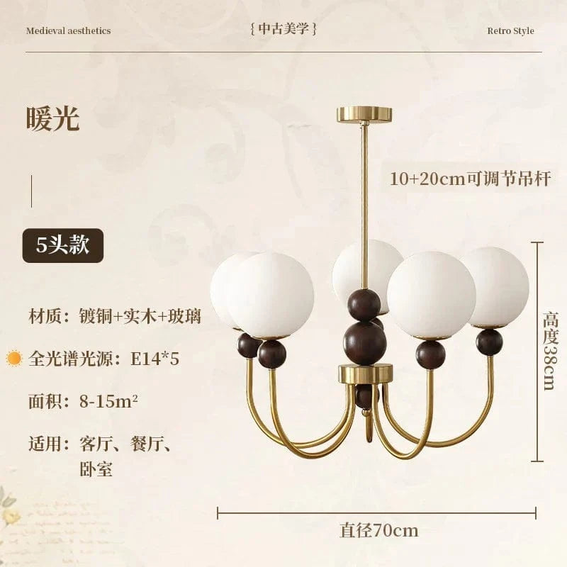 Lustre médiéval français rétro lampe suspendue Luminária - Édition Spéciale | Marco Lucetti 5 têtes / Blanc froid