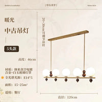 Lustre médiéval français rétro lampe suspendue Luminária - Édition Spéciale | Marco Lucetti 5 têtes de long / Blanc froid