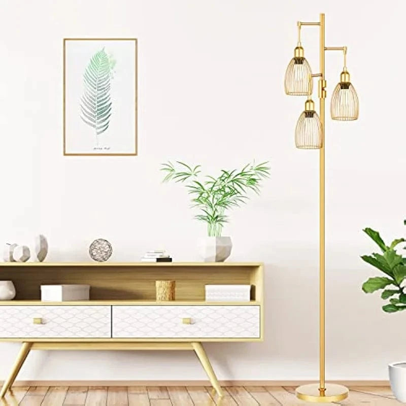 Lustre métallique doré moderne avec éclairage LED pour salon ou chambre | Marco Lucetti