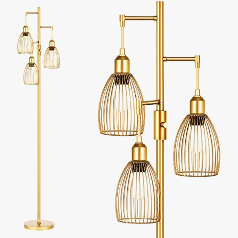 Lustre métallique doré moderne avec éclairage LED pour salon ou chambre | Marco Lucetti