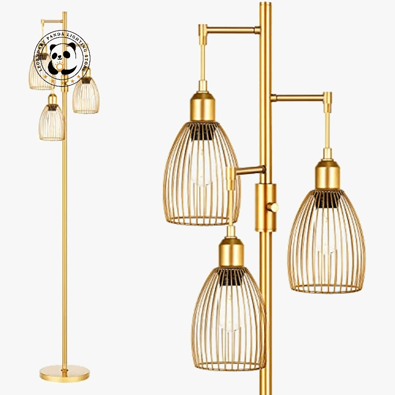 Lustre métallique doré moderne avec éclairage LED pour salon ou chambre | Marco Lucetti