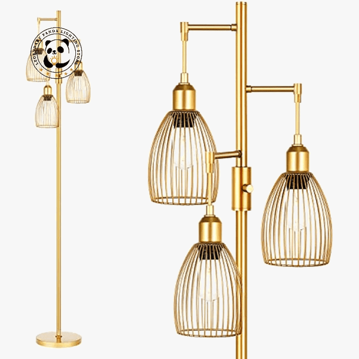 Lustre métallique doré moderne avec éclairage LED pour salon ou chambre | Marco Lucetti