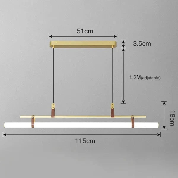 Lustre minimaliste avec bande LED style tube - Luminaire TubeLustre | Marco Lucetti 115 cm d'or / 3 couleurs