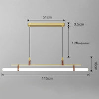 Lustre minimaliste avec bande LED style tube - Luminaire TubeLustre | Marco Lucetti 115 cm d'or / 3 couleurs